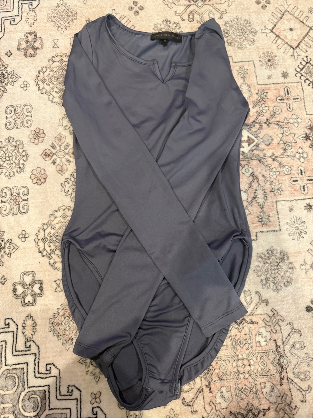 Long Sleeve Scoop Neck Bodysuit in Slate Blue